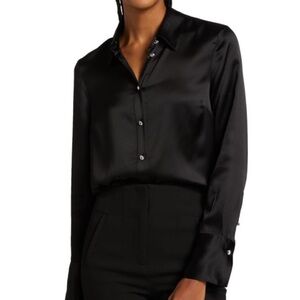 Veronica Beard Black Satin Button Down Shirt
